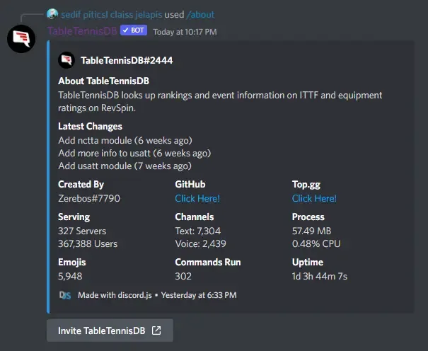 TableTennisDB
